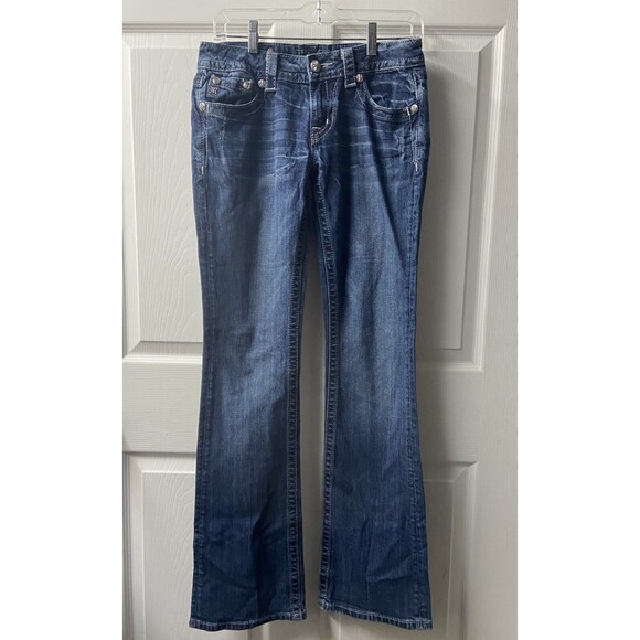Miss Me Jeans Size 28 Blue Bling Western Rockabilly JP5748b Bootcut Low Rise - Picture 3 of 11